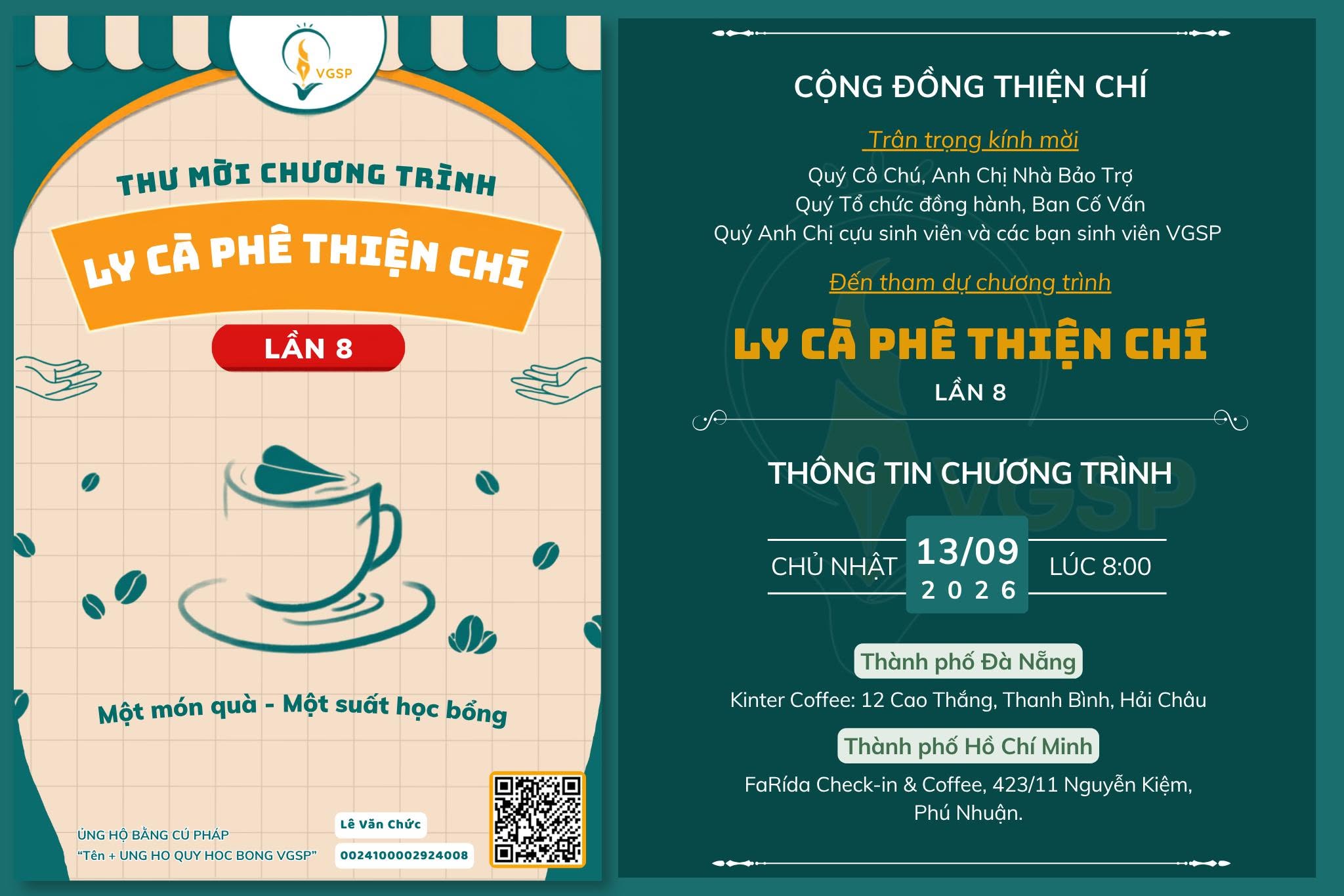Thư mời chương trình Ly Cà Phê Thiện Chí lần 8